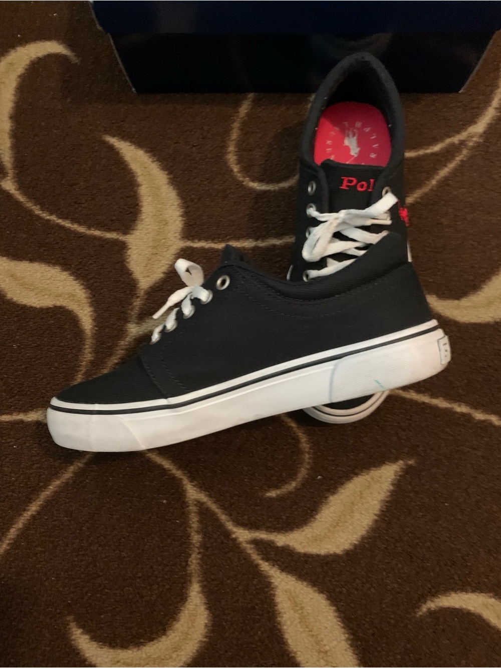 Polo by Ralph Lauren Black Canvas Sneakers with White Laces - Picture 3 of 5